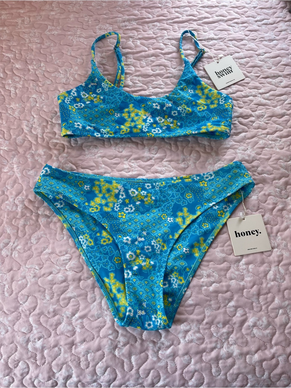 Honey swim Blue Floral Two-Piece Bikini